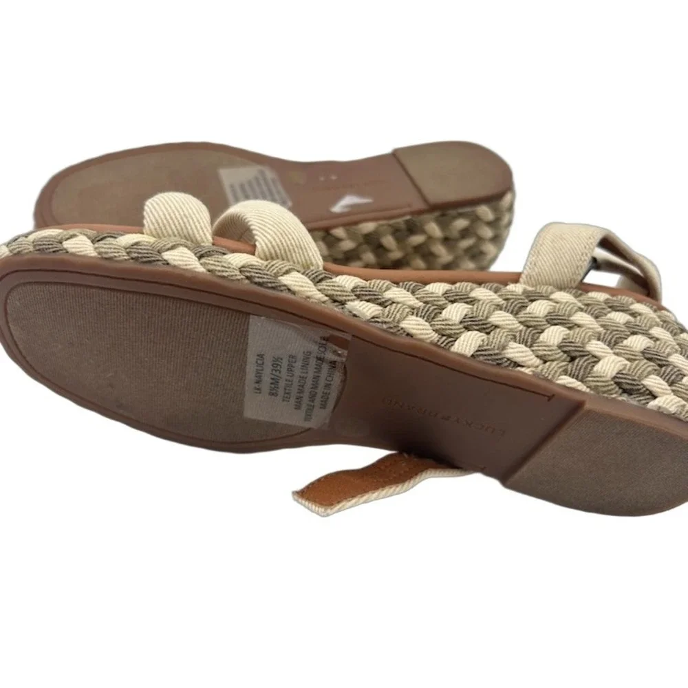 Lucky Brand Naylicia Wedge Sandals Women's Size 8.5 M Beige Espadrille